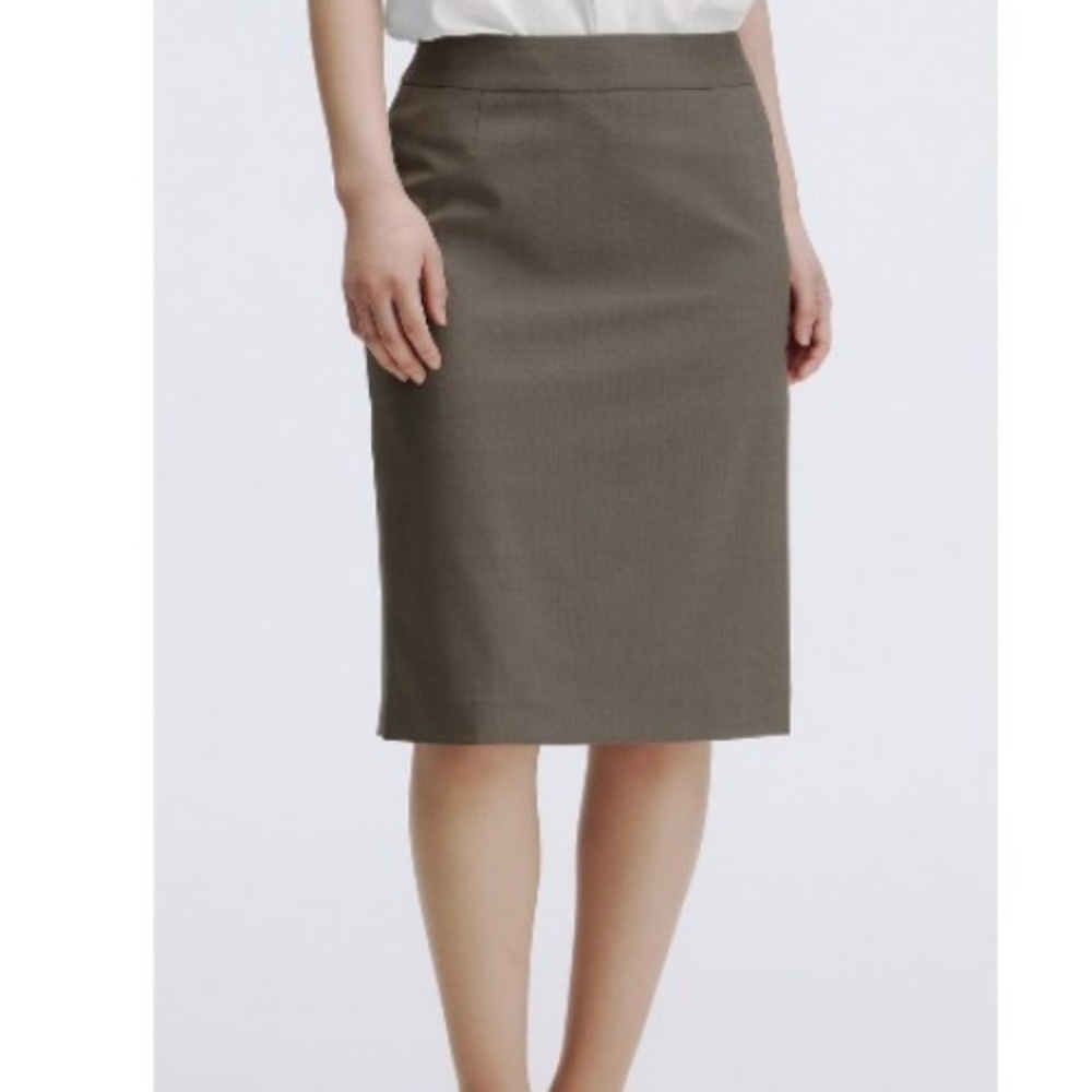ANN TAYLOR Tone On Tone Mini Stripe Tan/Brown Pencil Skirt Size 4 EUC $79 KL